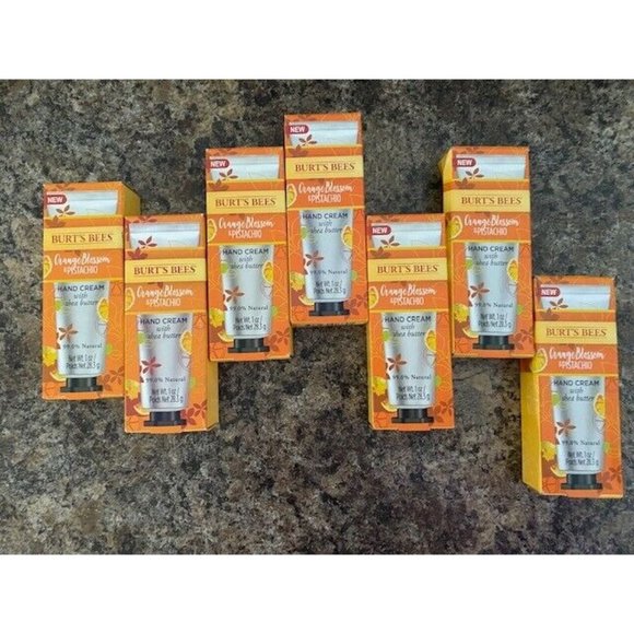 7x Burt's Bees Orange Blossom & Pistachio Hand Cream w Shea Butter, 1 oz each